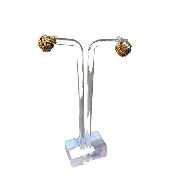 Knotted Gold Tone Chain Earrings Pierced - Picture 2 of 5